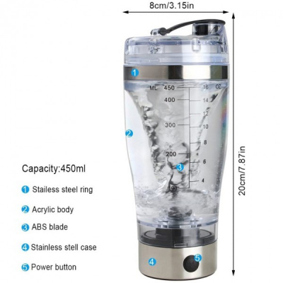 Shaker Mixer Electric Portabil pe Baterii Vortex 450ml