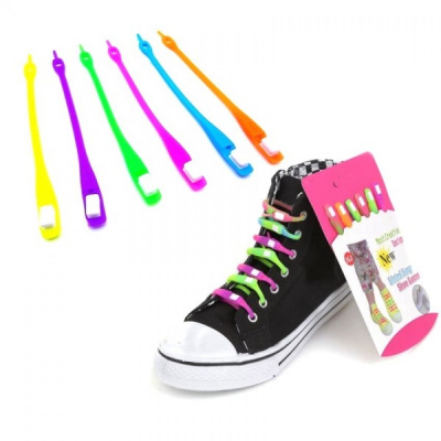 Sireturi Colorate din Silicon Set 6 Neon Lazy Shoe Laces