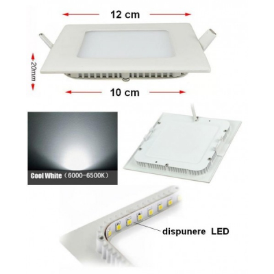 Spot Incastrabil Patrat LED 6W Alb Rece