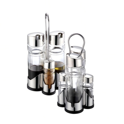 Suport cu Solnite si Oliviere Sticla si Metal Spice Rack Set DNC16252