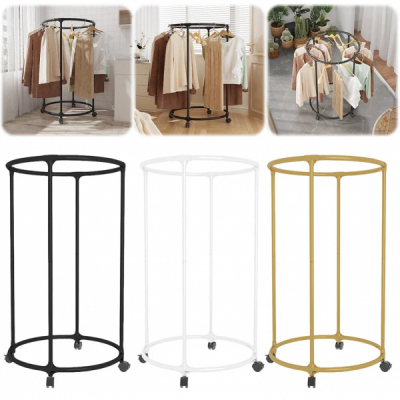 Suport rotund din otel Inoxidabil pentru haine cu roti finisaj cromat  DNC66271