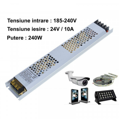 Sursa Alimentare Aluminiu Slim Interior 24V 10A 240W S24024 7E038 XXM