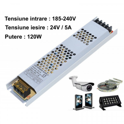 Sursa Alimentare Aluminiu Slim Interior 24V 5A 120W S12024 7E037 XXM