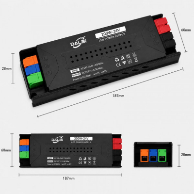Sursa Alimentare LED 24V 200W 8.3A Slim Conectare Rapida Push-In DALBI 7E104 XXM