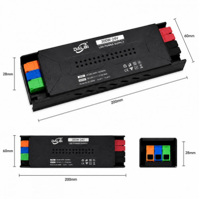 Sursa Alimentare LED 24V 300W 12.5A Slim Conectare Rapida Push-In DALBI 7E105 XXM