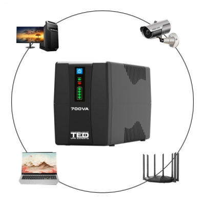 Sursa curent UPS 700VA 400W Line Interactive AVR 2 schuko TED 7G011 XXM