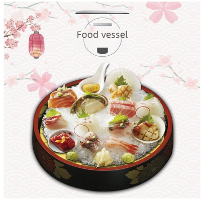 Sushi Oke Tava Plastic ABS servire Sashimi Model Crizanteme 39cm MLL