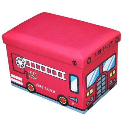 Taburet cu Spatiu Depozitare Pliabil 48x32x32cm Fire Truck TB62