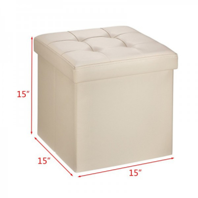 Taburet cu Spatiu Depozitare Pliabil Compact 38x38cm TB58 Crem