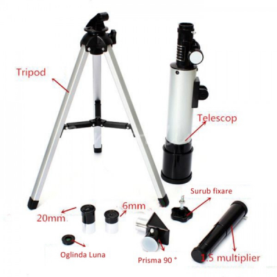 Telescop Refractor F36050 Telescope Optical Glass and Metal Tube