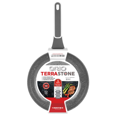 Tigaie aluminiu forjat interior antiaderent 24cm gri Brio Terra Stone 105801 CNN50566