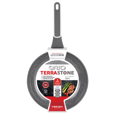 Tigaie aluminiu forjat interior antiaderent 26cm gri Brio Terra Stone 105802 CNN50565