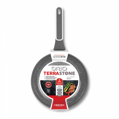 Tigaie aluminiu forjat interior antiaderent 28cm gri Brio Terra Stone 105803 CNN50564