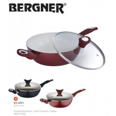 Tigaie Ceramica WOK cu Capac Bergner BG6591