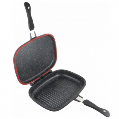 Tigaie Dubla Grill Marmorata Inductie 32cm Dark Line Heinner A0232I