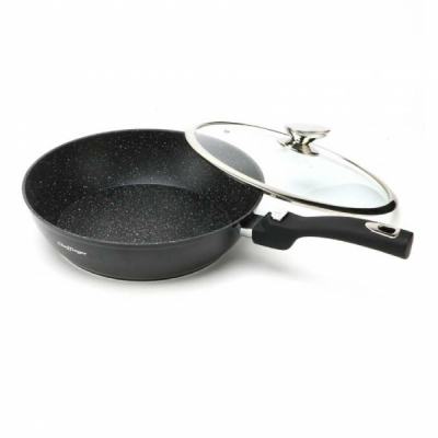 Tigaie Wok Cheffinger CF-FWD32 cm cu capac sticla si maner detasabil