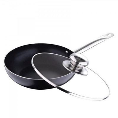 Tigaie Wok cu maner din Inox si capac de Sticla Bergner BGMP7934