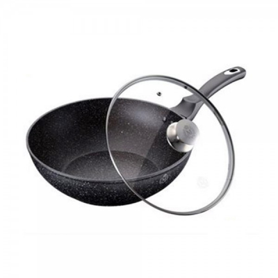 Tigaie Wok Interior Granit cu Capac 30cm Meisterklasse MK102230