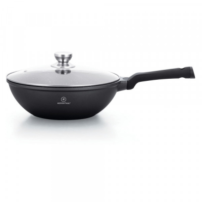 Tigaie Wok Marmorata cu Capac 3.7L 28cm Herenthal HT-CBW28M