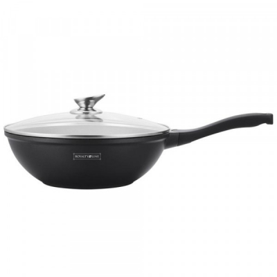 Tigaie Wok Marmorata cu Capac 3.7L 28cm Royalty Line RL-BW28M