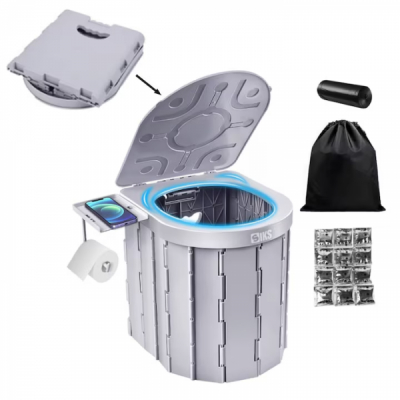 Toaleta Portabila echipata camping 32.5x30x28cm Plastic Gri DNC65674