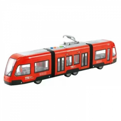 Tramvai electric pentru copii cu sunete si lumini 40cm rosu WY930A CWT