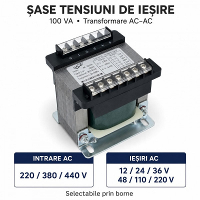 Transformator de Comanda BK-100VA 220/380/440V cu Iesiri Multiple DALBI 7F010 XXM