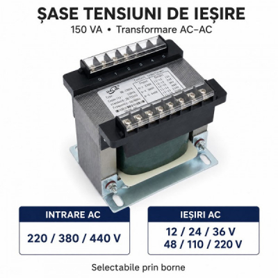 Transformator de Comanda BK-150VA 220/380/440V cu Iesiri Multiple DALBI 7F011 XXM