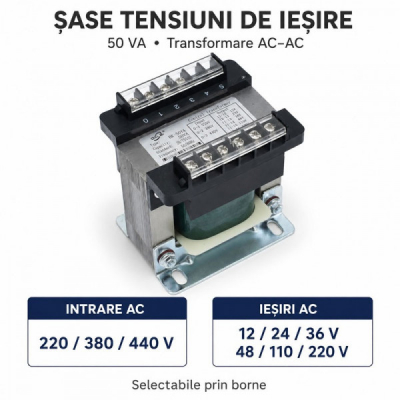 Transformator de Comanda BK-50VA 220/380/440V cu Iesiri Multiple DALBI 7F009 XXM