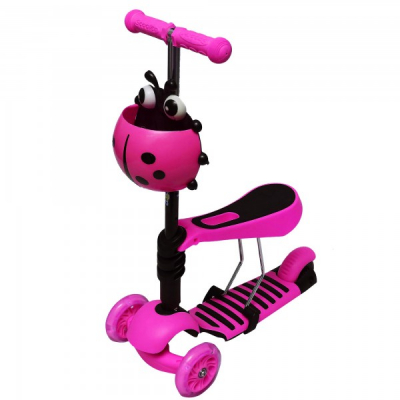 Trotineta Copii Micro Scooter 3in1 2-7 Ani 25Kg Roz