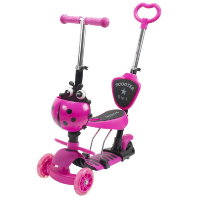 Trotineta Copii Scooter 5in1 1-8 Ani 40Kg cu Manere O si T Roz