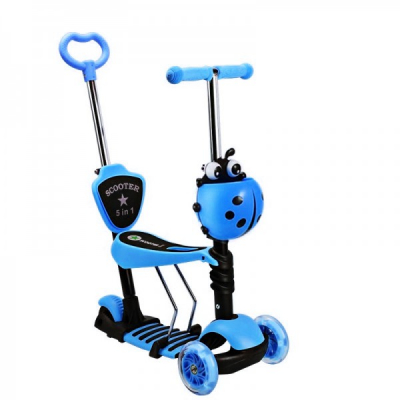 Trotineta Copii Scooter 5in1 2-7 Ani 40Kg cu Manere O si T Albastra