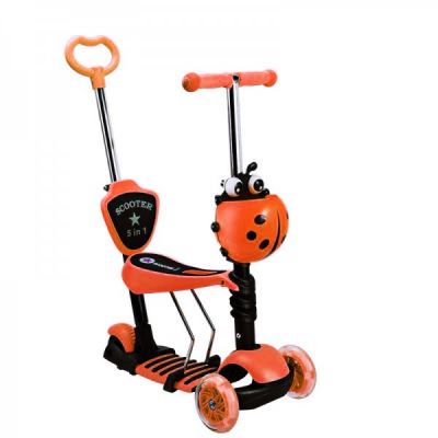 Trotineta Copii Scooter 5in1 1-8 Ani 40Kg cu Manere O si T Portocalie