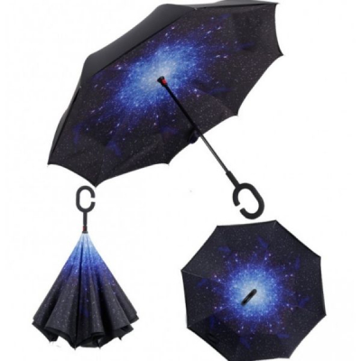 Umbrela de ploaie reversibila 100cm Imprimeu Interior Galaxie UM001