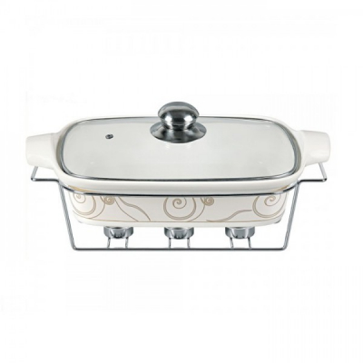 Vas cald dish portelan Sapir SP1315RB suport 3 lumanari 2.3L