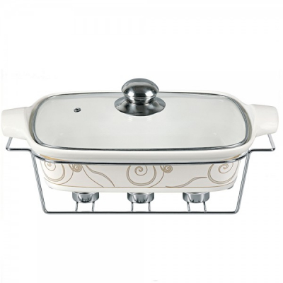 Vas cald dish portelan Sapir SP1315RC suport 3 lumanari 3.5L