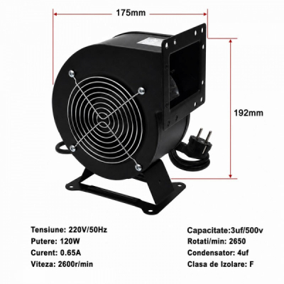 Ventilator Centrifugal 220V 120W Turbina Aer Industrial 2600RPM DALBI 130FLJ17-2W2 14H061 XXM