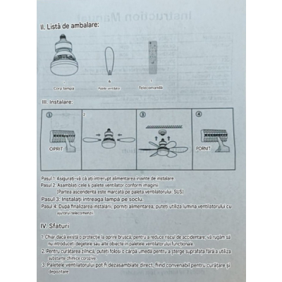 Bec LED E27 cu Ventilator Incorporat, Telecomanda 52x18cm 36W 3A DDY35899