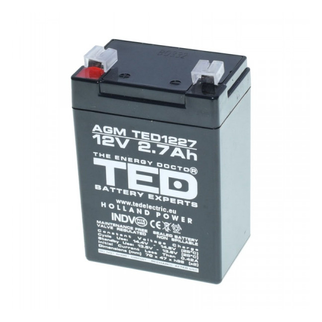 Acumulator Stationar Plumb Acid 12V 2.7A TED 8D008 XXM