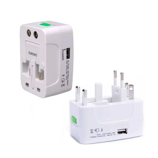 Adaptor Priza Universal Calatorii Stechere si Slot USB 5V 1A ObaStyle