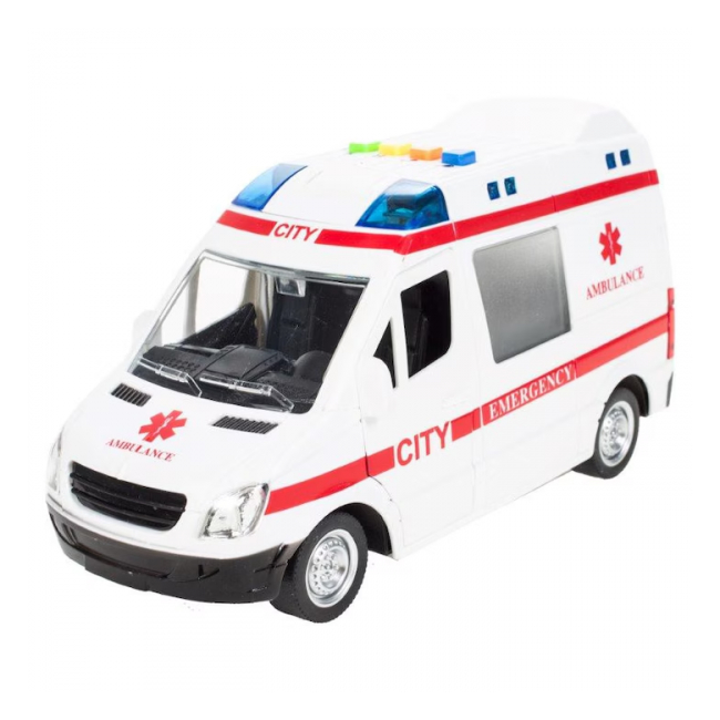 Ambulanta de jucarie scara 1:16 cu sunete si lumini 24x9x7cm WY590E CWT