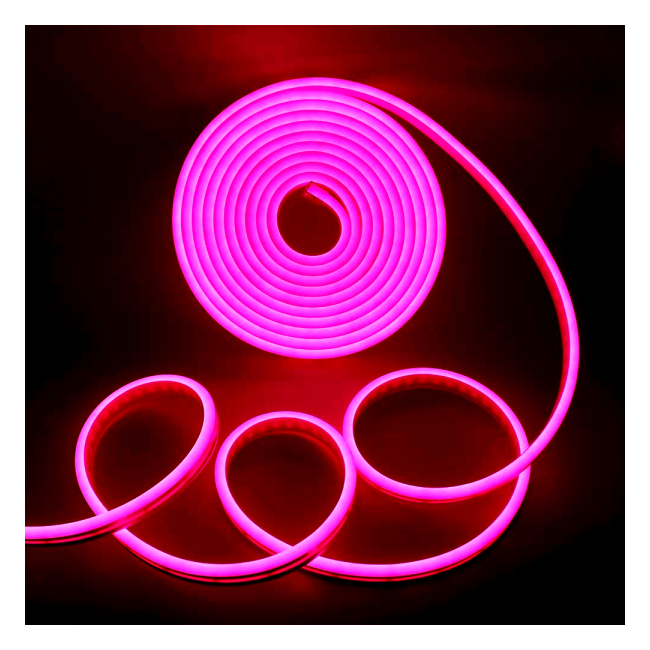 Banda LED Neon Flexibil Silicon 6x12mm 12V Alimentare Inclusa 5m Roz