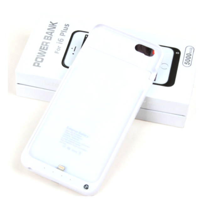 Baterie Externa Husa Alba iPhone 6 Plus Power Bank 5000mAh