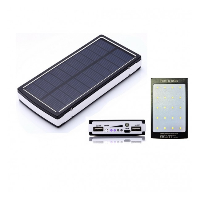 Baterie Externa Power Bank Solar Lanterna 20LED si USB