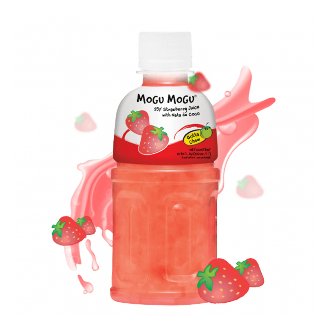 Bax 24 Sucuri Thai Mogu Mogu cu Nata de Coco, Aroma Capsuni 24 x 320ml