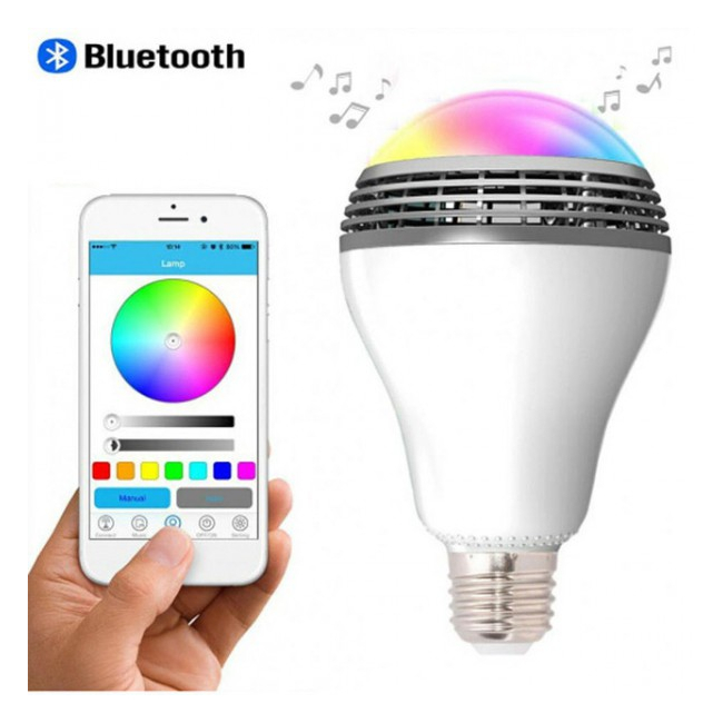 Bec cu Bluetooth LED 6W Multicolor Boxa Portabila MP3 3W Android