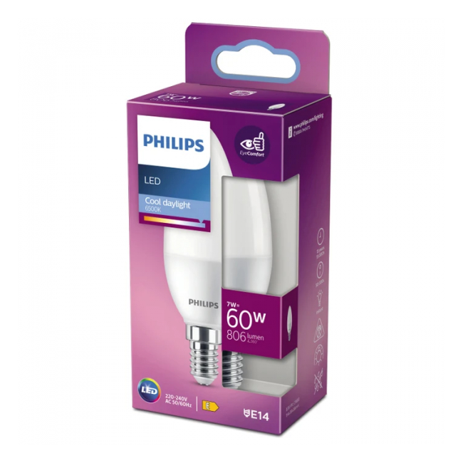 Bec cu LED Philips B38 7W 60W E14 CDL 6500K 830LM MNR9519