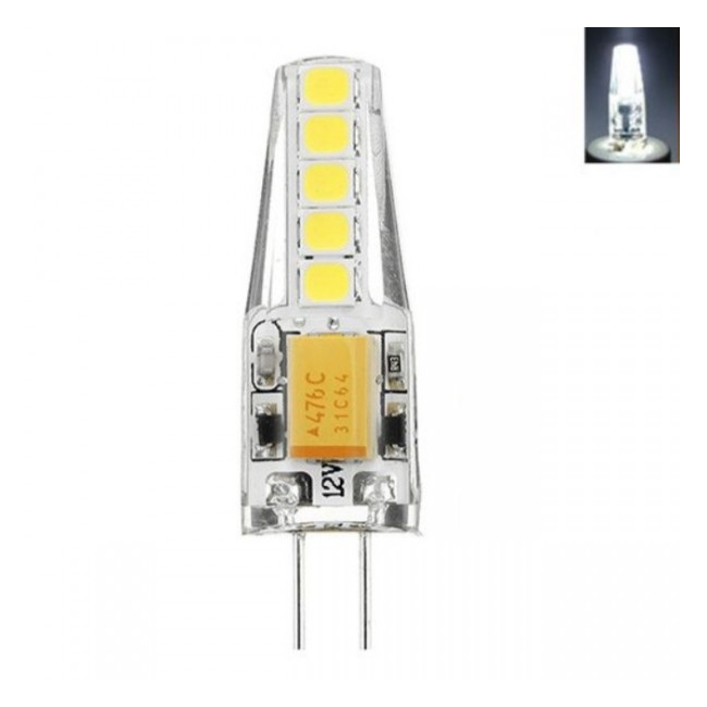 Bec LED 3W Soclu G4 12V 6400K Alb Rece Siliconat MNR4214