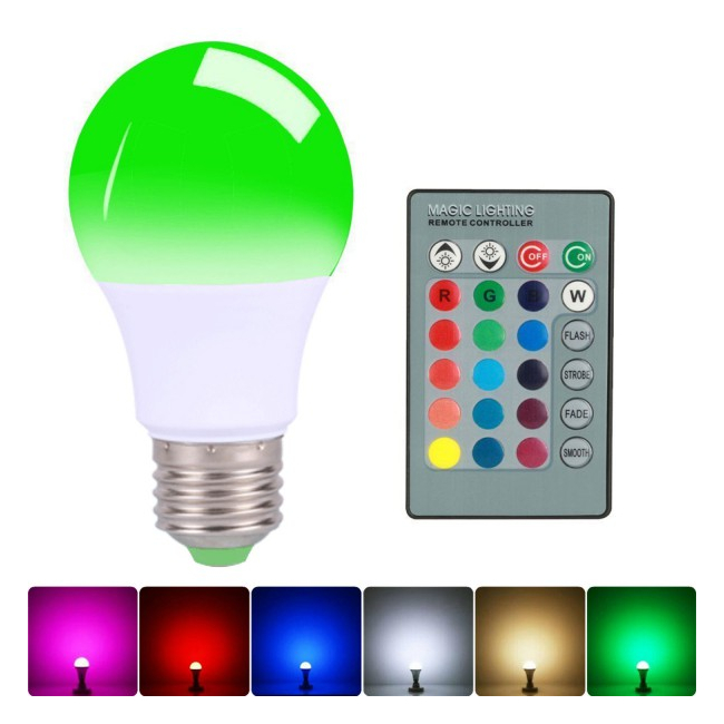 Bec LED 5W E27 RGB si Alb Lampa de Veghe Dimabila cu Telecomanda