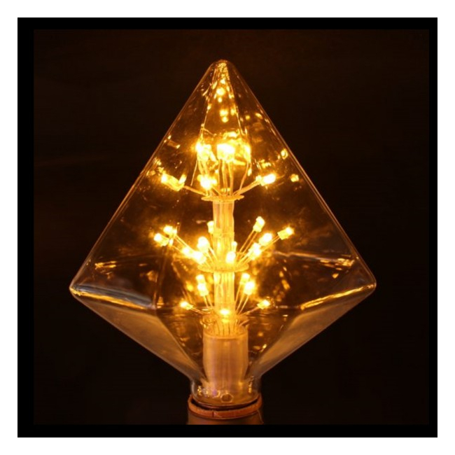 Bec LED Decorativ Edison Vintage 4W Alb Cald E27 Piramida 16x13cm